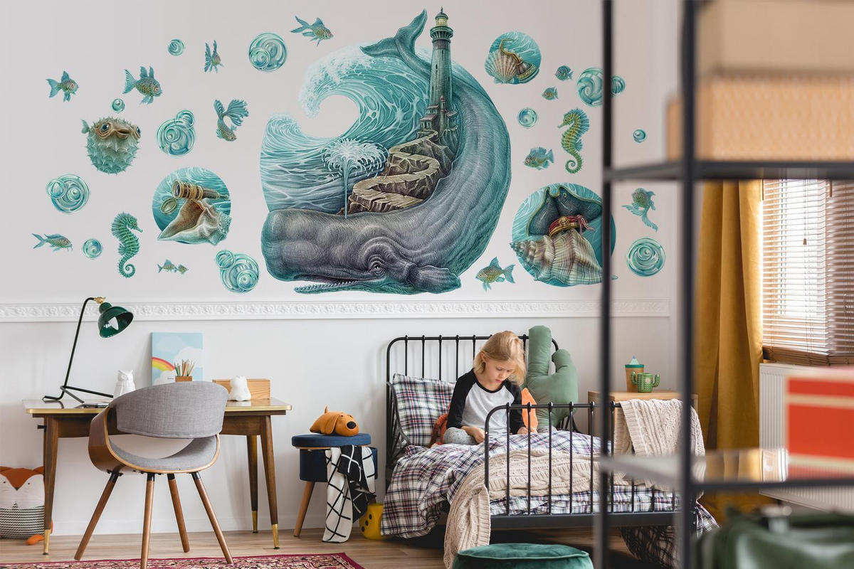 WANDAUFKLEBER 130x149cm - Leuchtturm - Multicolor, Kunststoff (130/149/0.1cm) - Wallfluent