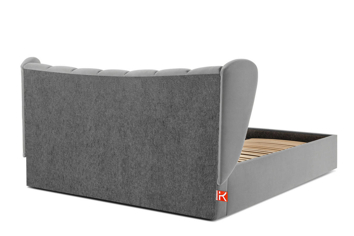 POLSTERBETT GIZO, Muschel-Design - Hellgrau/Schwarz, Holz/Holzwerkstoff (202/204cm) - KONSIMO®