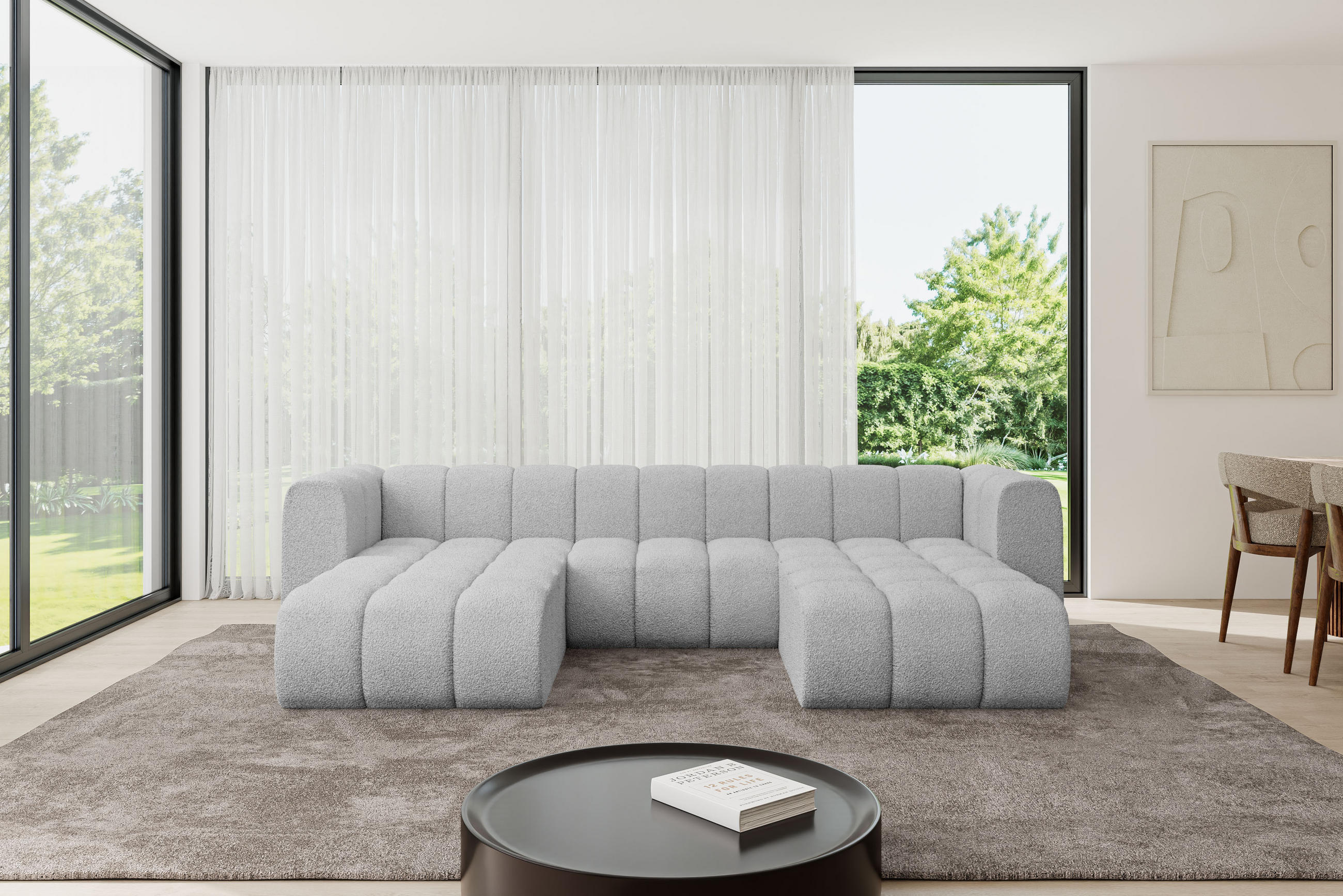 WOHNLANDSCHAFT modulares Sofa Joren-U1 - 319x177x70 cm Hellgrau - Hellgrau, Holzwerkstoff/Textil (319/70/177cm) - ALTDECOR