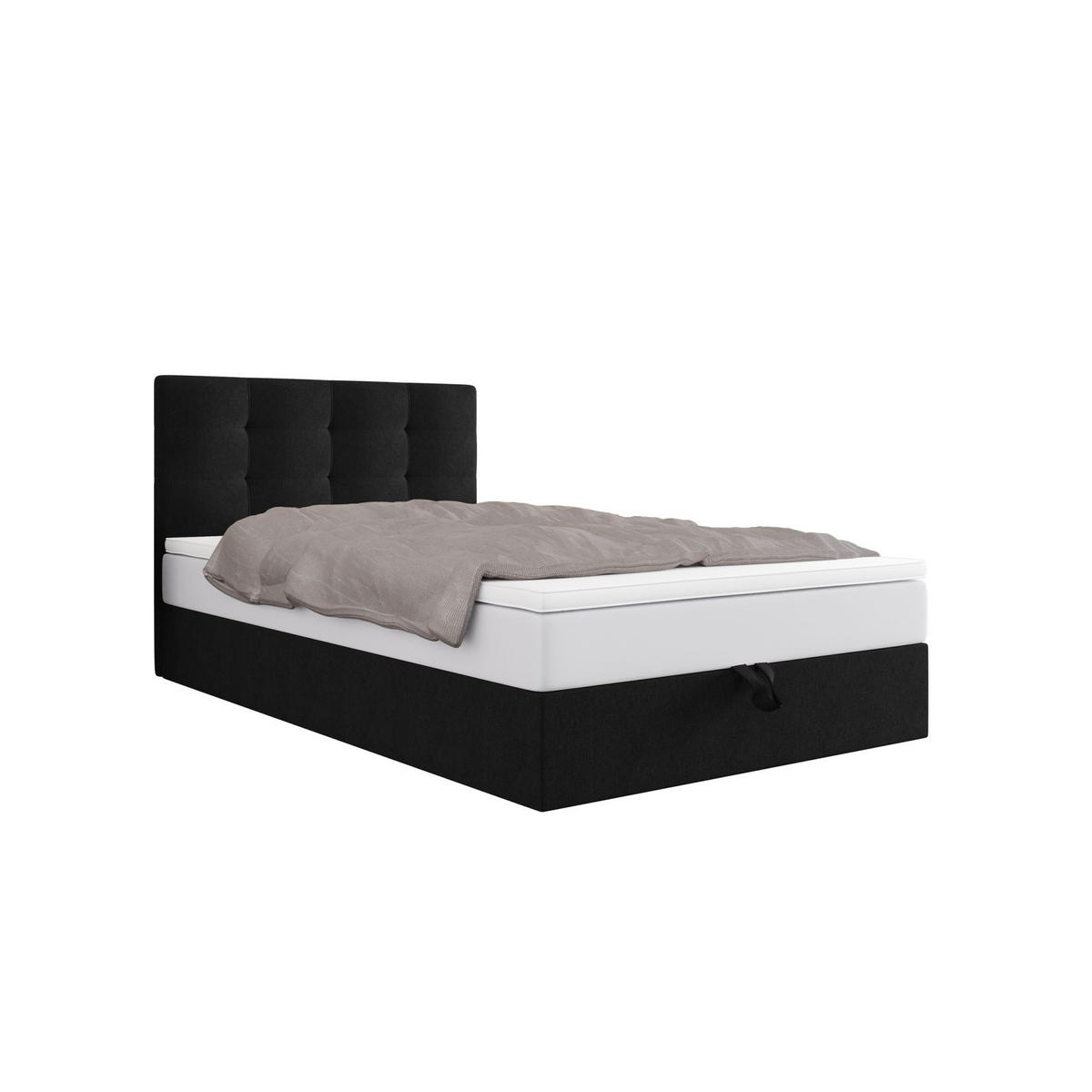BOXBETT DUO 1 90x200 Cosmic 100, mit Matratze H3 und Topper, Schwarz - Schwarz, Holz/Kunststoff (90/200cm) - Bedante
