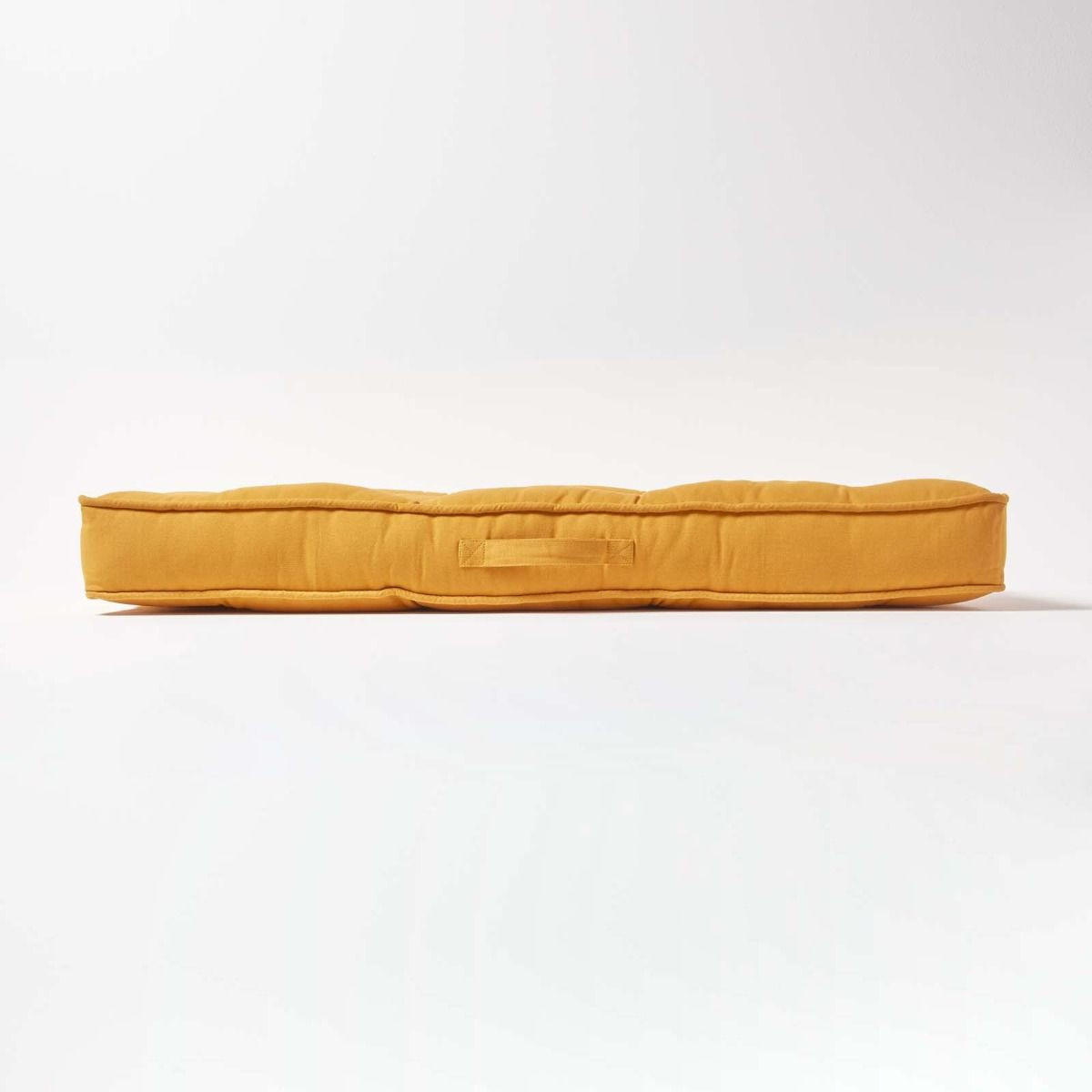 SITZAUFLAGE für Zweisitzer-Sofa 100 x 48 cm – dickes Sitzkissen senfgelb - Dunkelgelb, Textil (48/100/10cm) - Homescapes