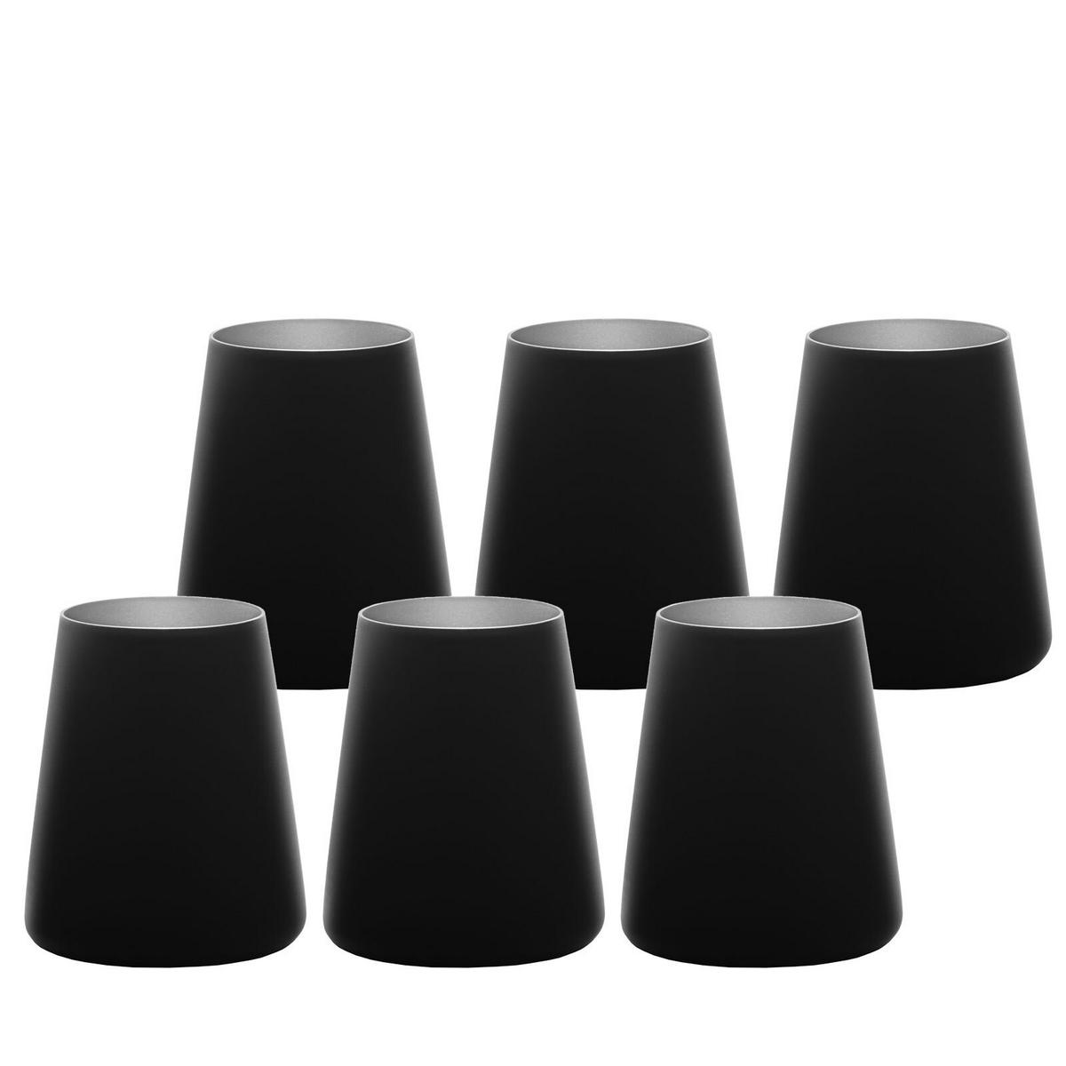 BECHER Power Schwarz-Silber 380 ml 6er Set - Silberfarben/Schwarz, Glas (0.38L) - Stölzle Lausitz