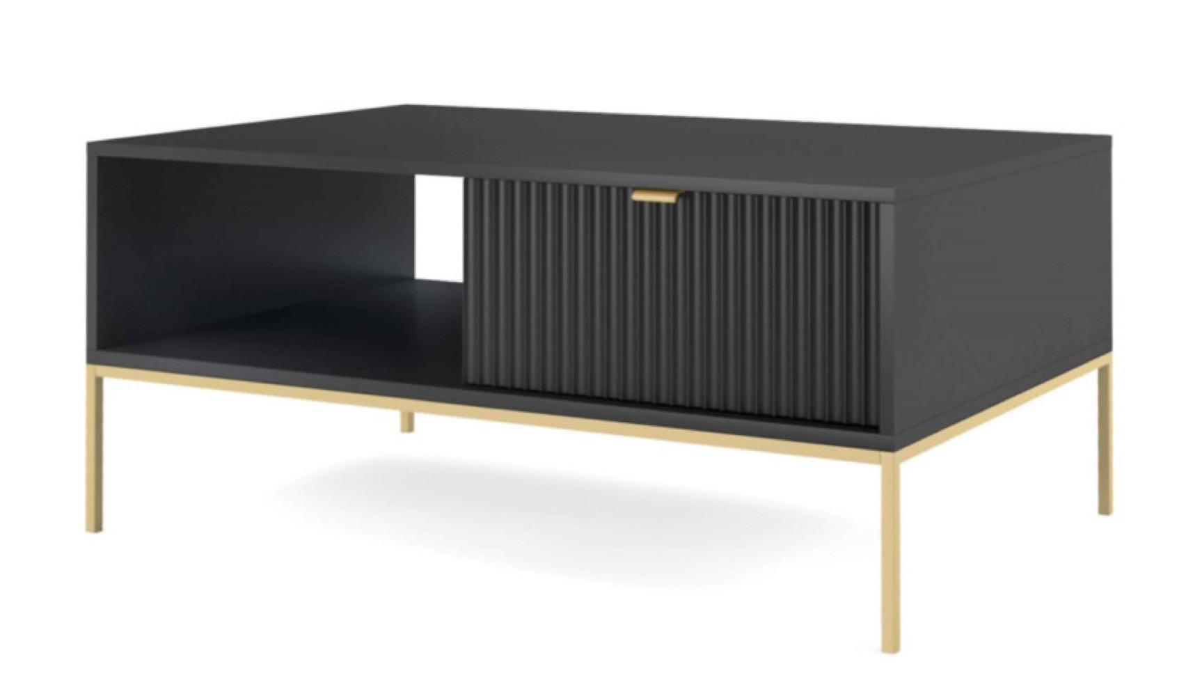 TISCH Schwarz NEW Goldfarben - Schwarz, Holzwerkstoff (68/68/46cm) - Sepro Meble