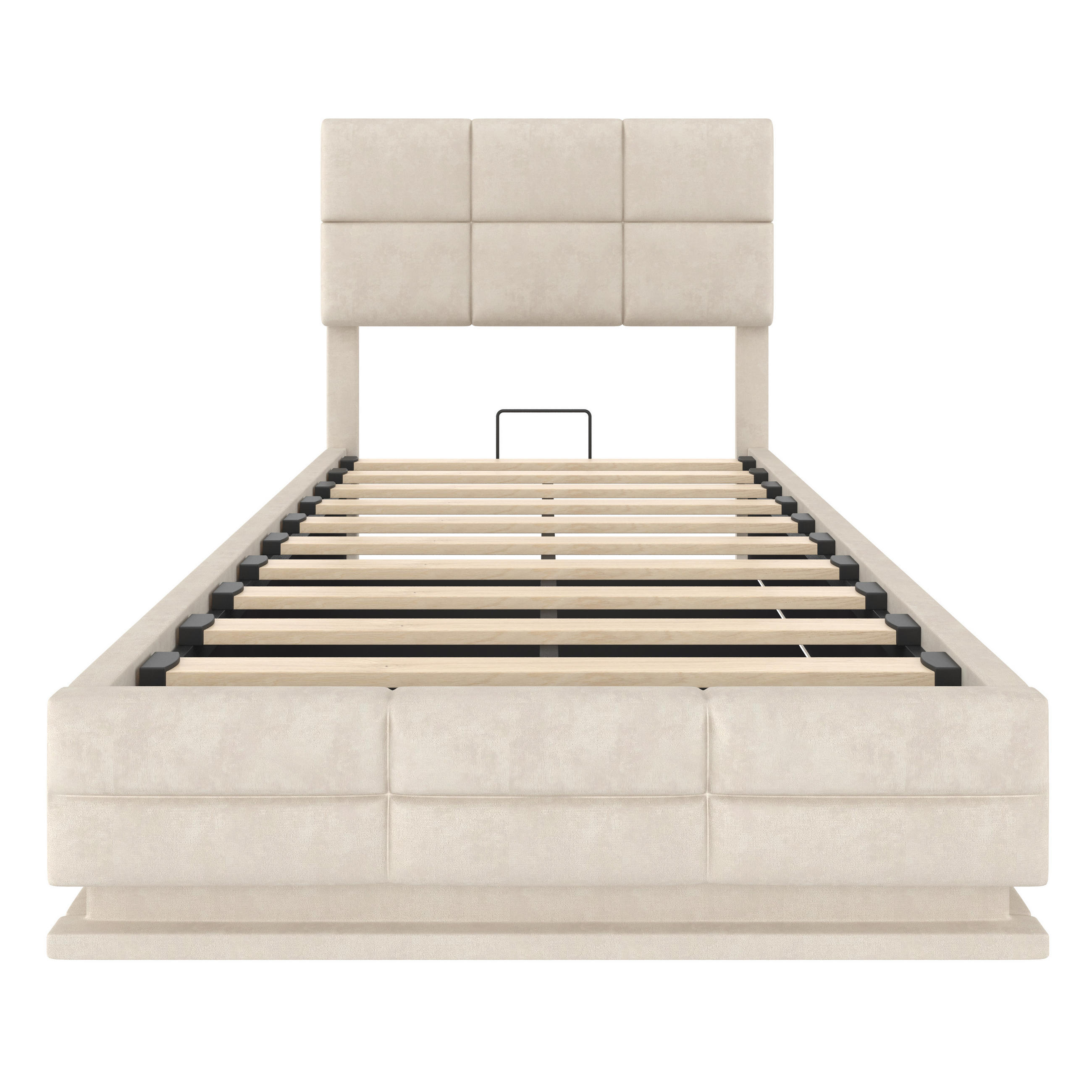 POLSTERBETT 90/200 cm in Beige mit Bettkasten, LED, USB und Type-C Samt - Beige, Holzwerkstoff/Textil (90/200cm) - STILVORA