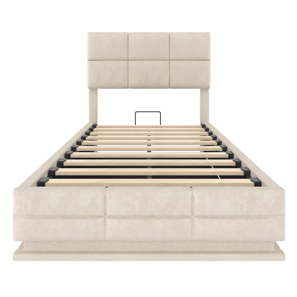 POLSTERBETT 90/200 cm in Beige Samt mit Bettkasten, LED und USB - Beige, Holzwerkstoff/Textil (90/200cm) - WISHDOR