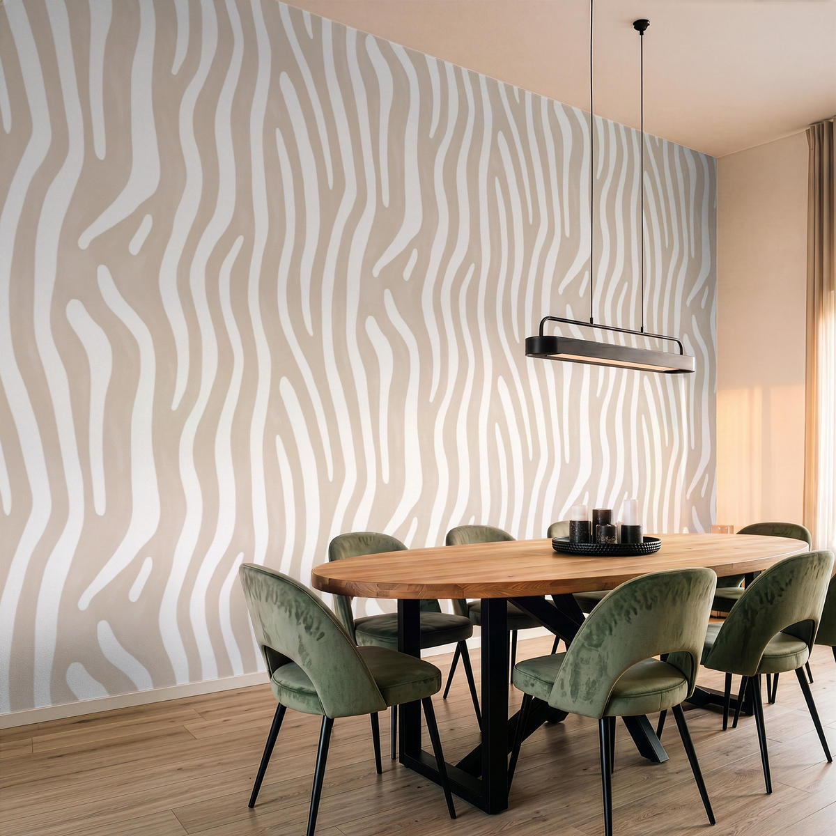 TAPETE - Abstrakt - Zebra - Beige - 450x280 cm - Beige, Papier (450/280cm) - OnlyWow