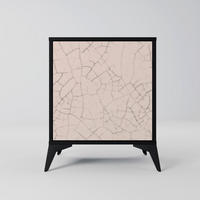 SIDEBOARD CERAMIC TEXTURE, Schwarz, 57,5x42x70,5 cm, Schwarze Metall-Sternfüße - Multicolor/Schwarz, Holzwerkstoff/Metall (57.5/70.5/42cm) - SpaceRebels