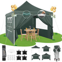 FALTPAVILLON 3x3m Grau mit Seitenwänden - Olivgrün, Textil (300/315/300cm)