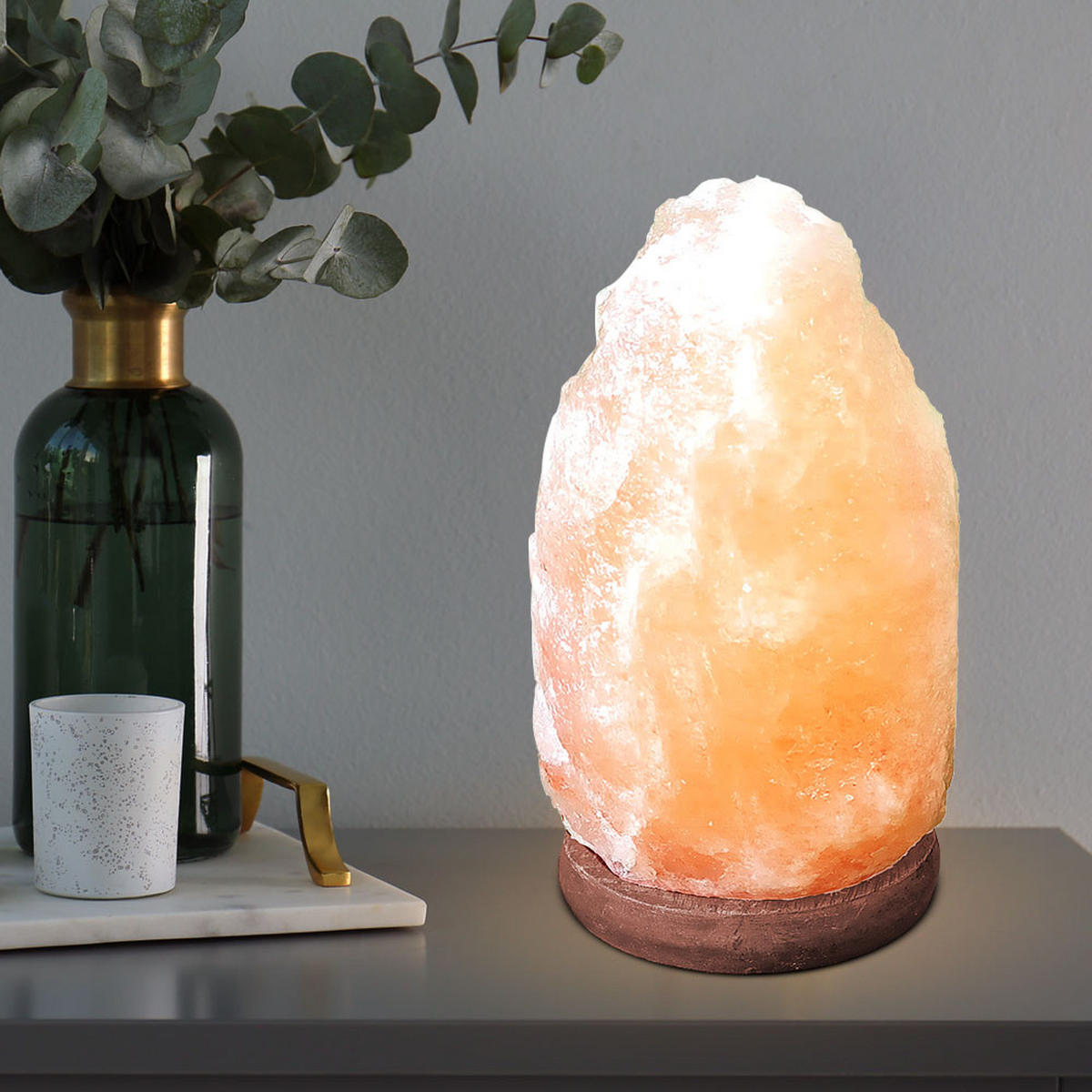 LED TISCHLEUCHTE Stone Braun - Braun, Holz (8.8/8.8/11.4cm) - Globo Lighting