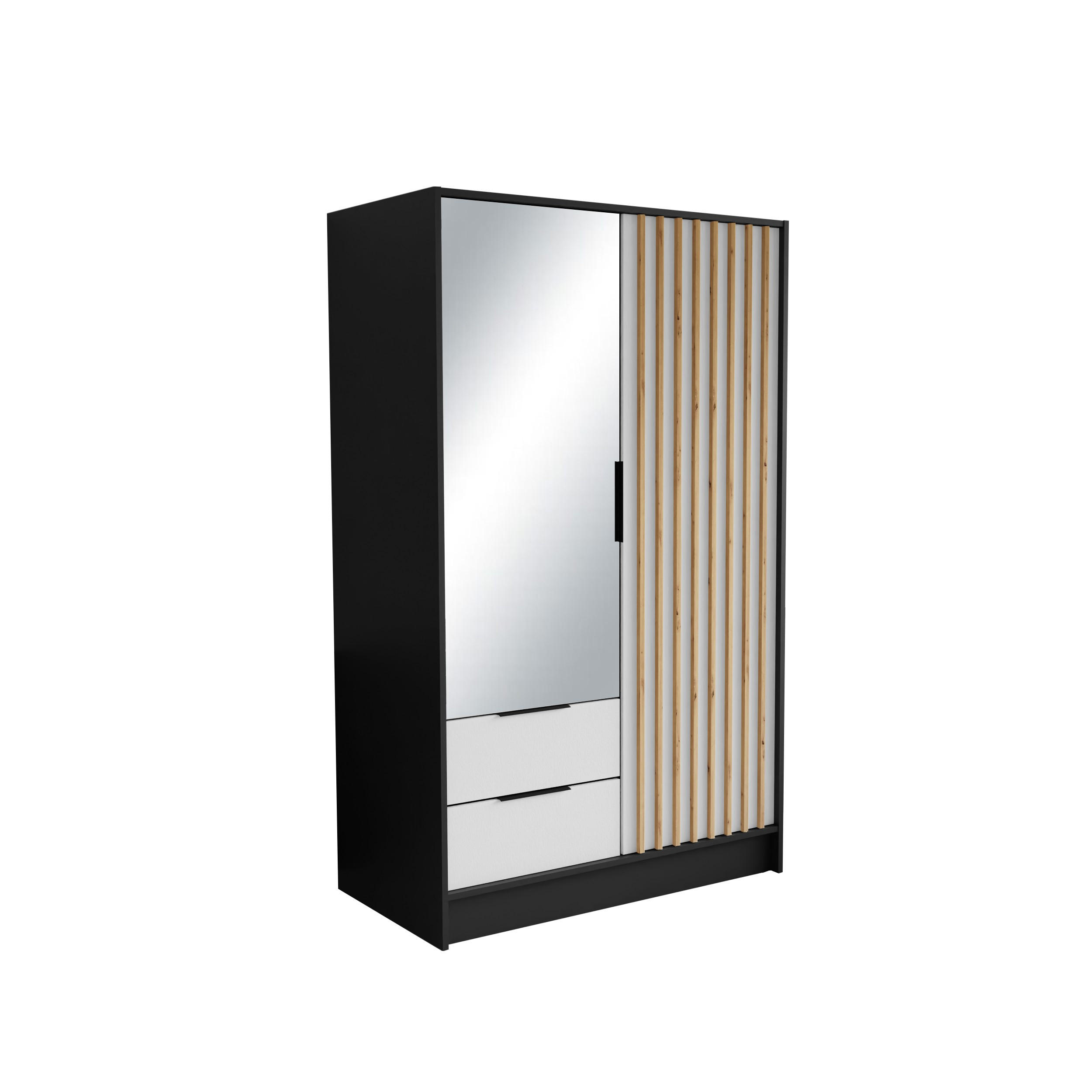 Masseno Drehtürenschrank Schwarz 102x200x51 cm