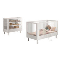 BABYBETT SET 70x140 Keeley Buche Weiß Holz Regal Komfort Stabil - Weiß, Holz (74/88/144cm) - 58aufmkessel