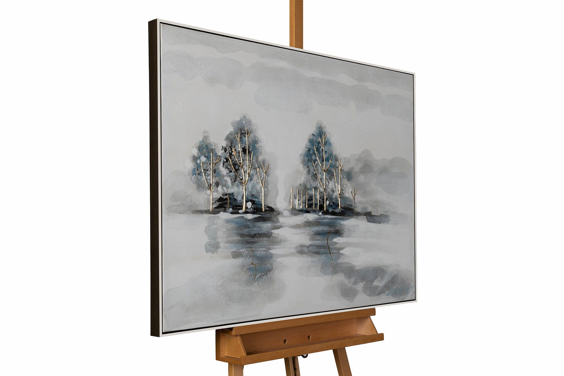 KUNSTLOFT RUČNĚ MALOVANÝ AKRYLOVÝ OBRAZ MODRÝ/ŠEDÝ, 100/75 CM
