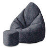 SITZSACK MIT FUßSTÜTZE Velvet 2-tlg Romantic Flowers S - Schwarz, Textil (70/105/70cm) - Dreamroots