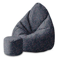 SITZSACK MIT FUßSTÜTZE Velvet 2-tlg Romantic Flowers S - Schwarz, Textil (70/105/70cm) - Dreamroots