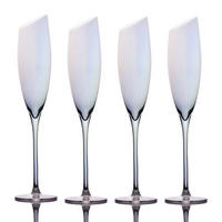 CHAMPAGNER/SEKT Glas mit moderner Kante Regenbogen Schimmer 150 ml (4er-Set) - Transparent, Glas (0.15L) - Intirilife