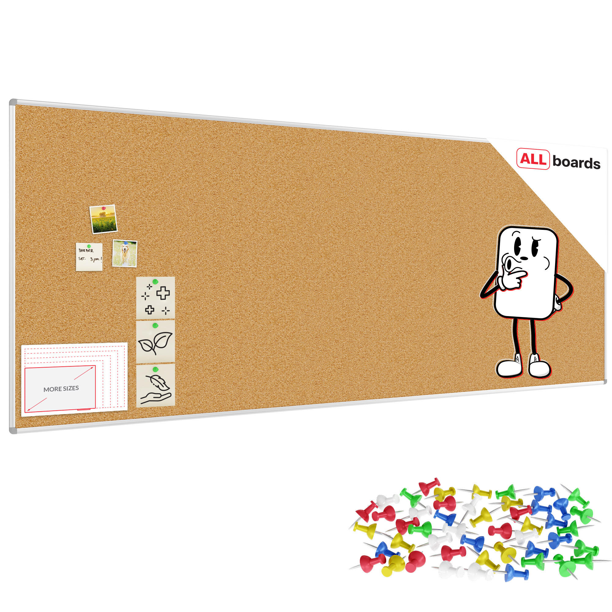 PINNWAND mit Alurahmen 300x120cm - Braun, Metall (300/120/1.6cm) - ALLboards