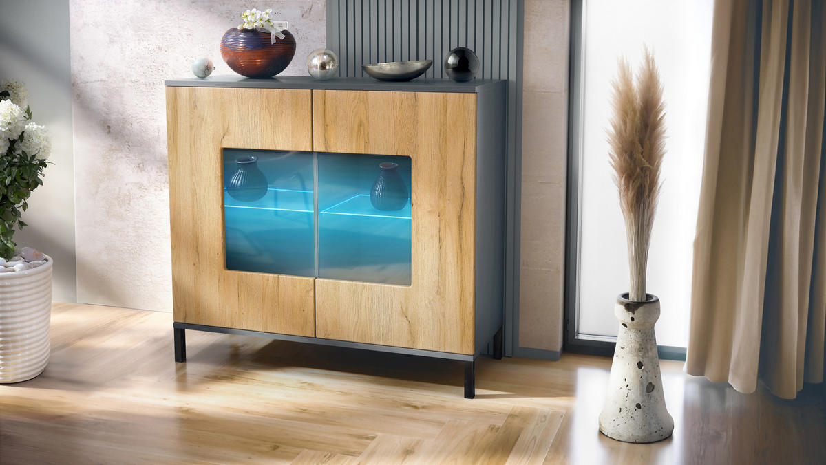 KOMMODE Grömitz Eiche Natur - Eichefarben, Holzwerkstoff (92.5/83.5/35cm) - Vladon