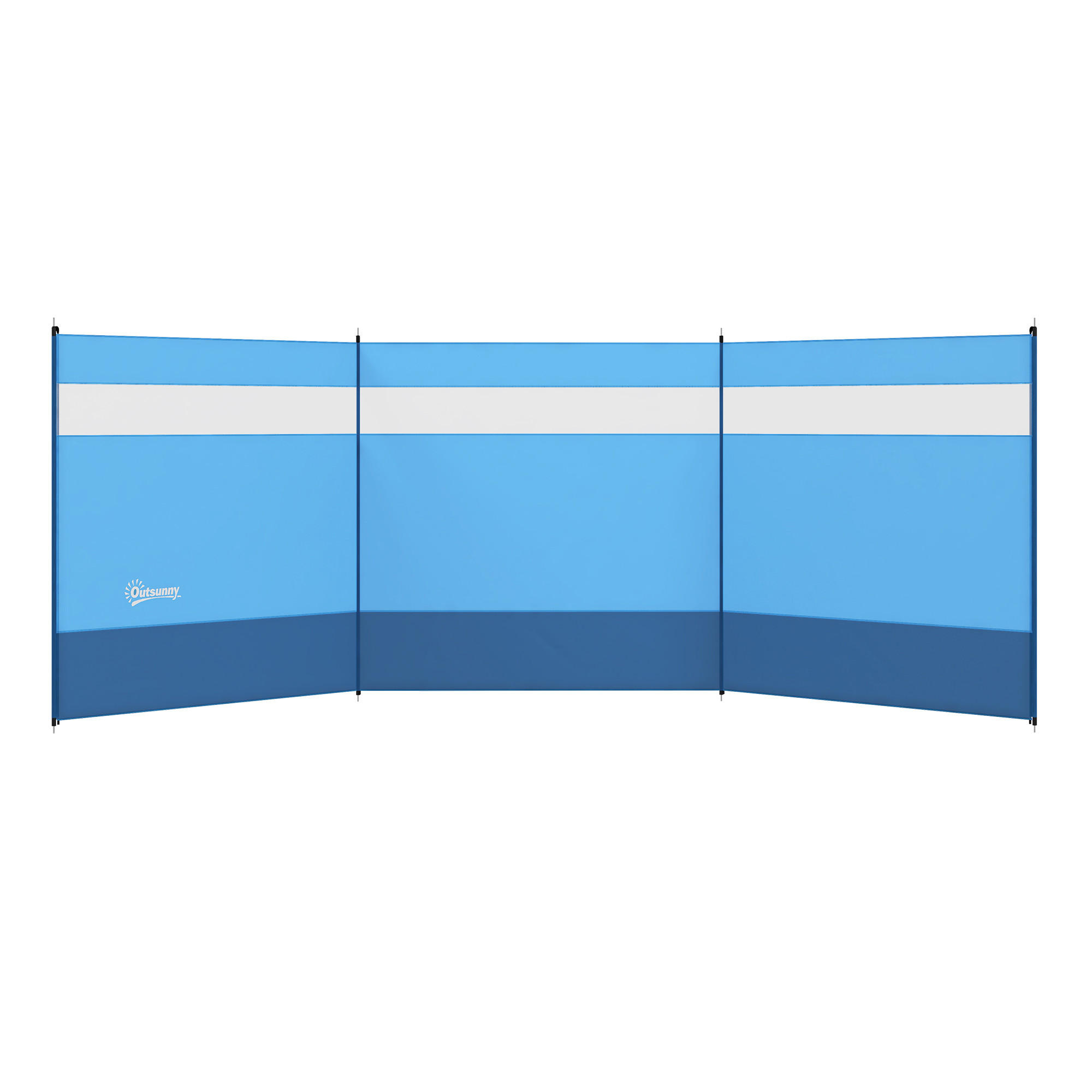 WINDSCHUTZ 3er Set Polyester Stahl Blau - Blau, Kunststoff (1/140cm) - Outsunny
