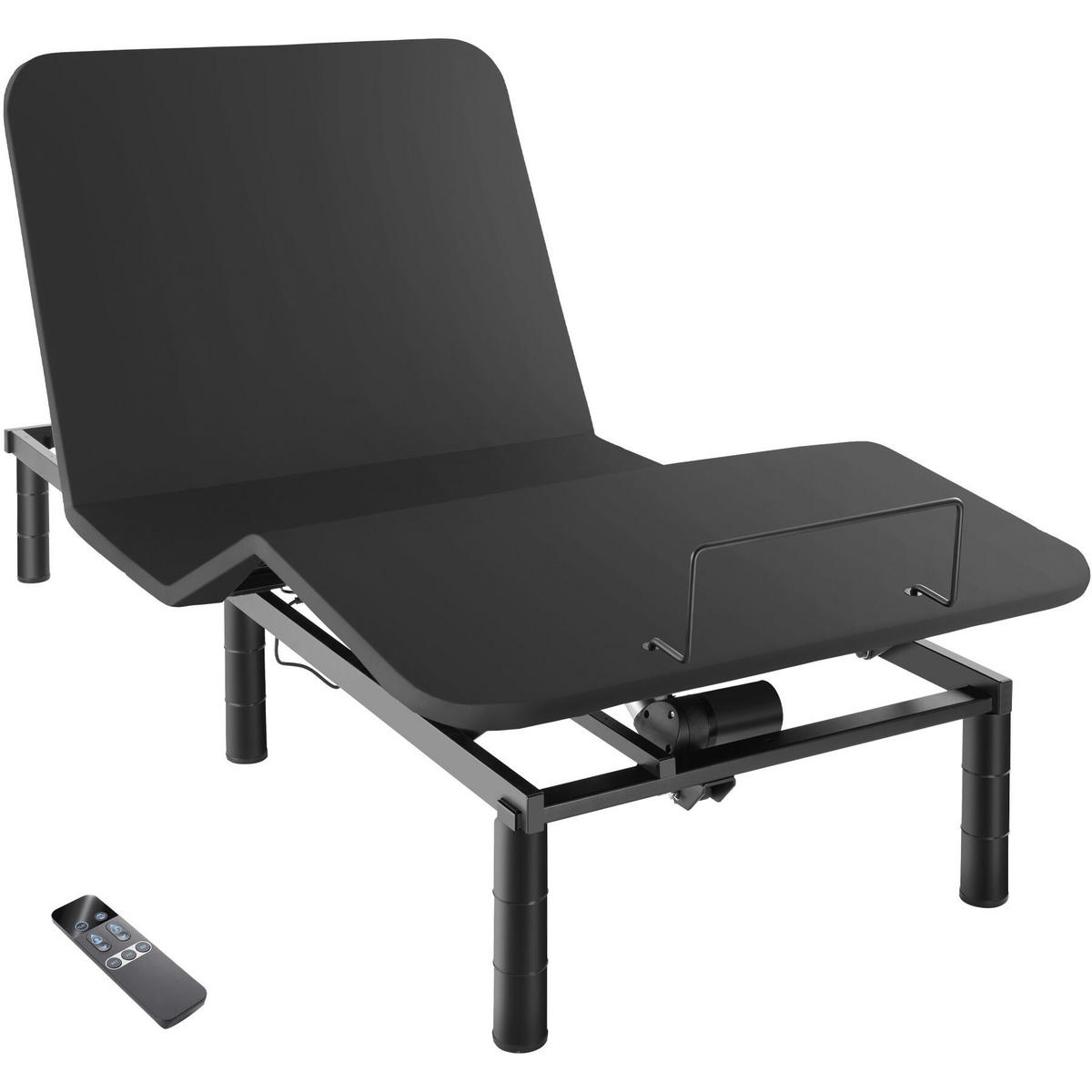 BETTGESTELL mit elektrisch verstellbarem Lattenrost Easy Flex, Polyesterbezug, 90 x 200 x 42,5 cm, anthrazit/schwarz - Anthrazit/Schwarz, Textil - tectake