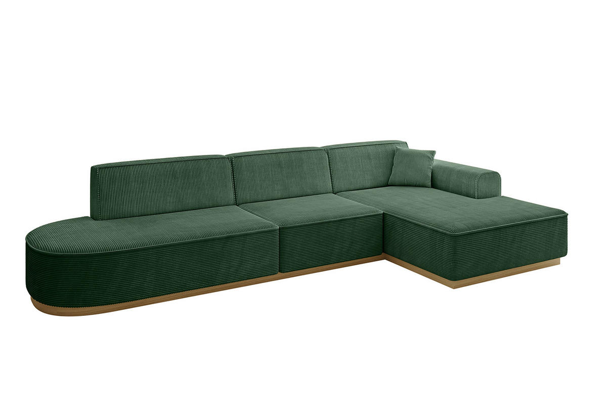 ECKSOFA Ottomane Rechts IREA-L2-v2 - 327x165x80 cm Grün - Currygelb, Holzwerkstoff/Textil (327/165cm) - ALTDECOR