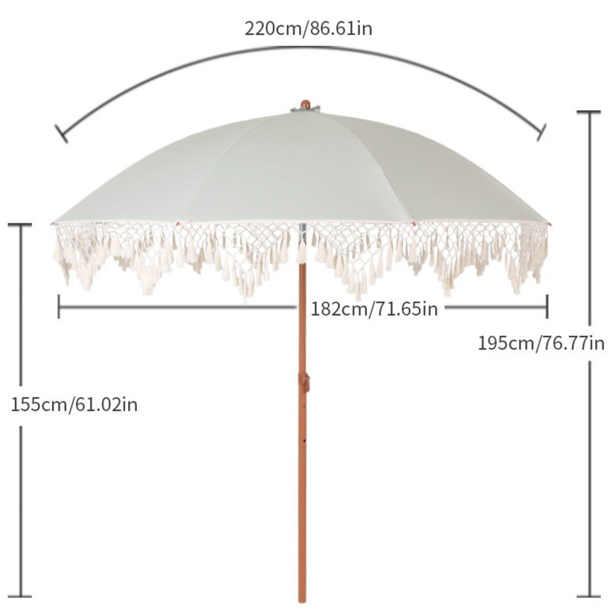 SONNENSCHIRM, grauweiß, Schirmdurchmesser: 185 cm - Weiß, Textil (185/185cm) - Authentics