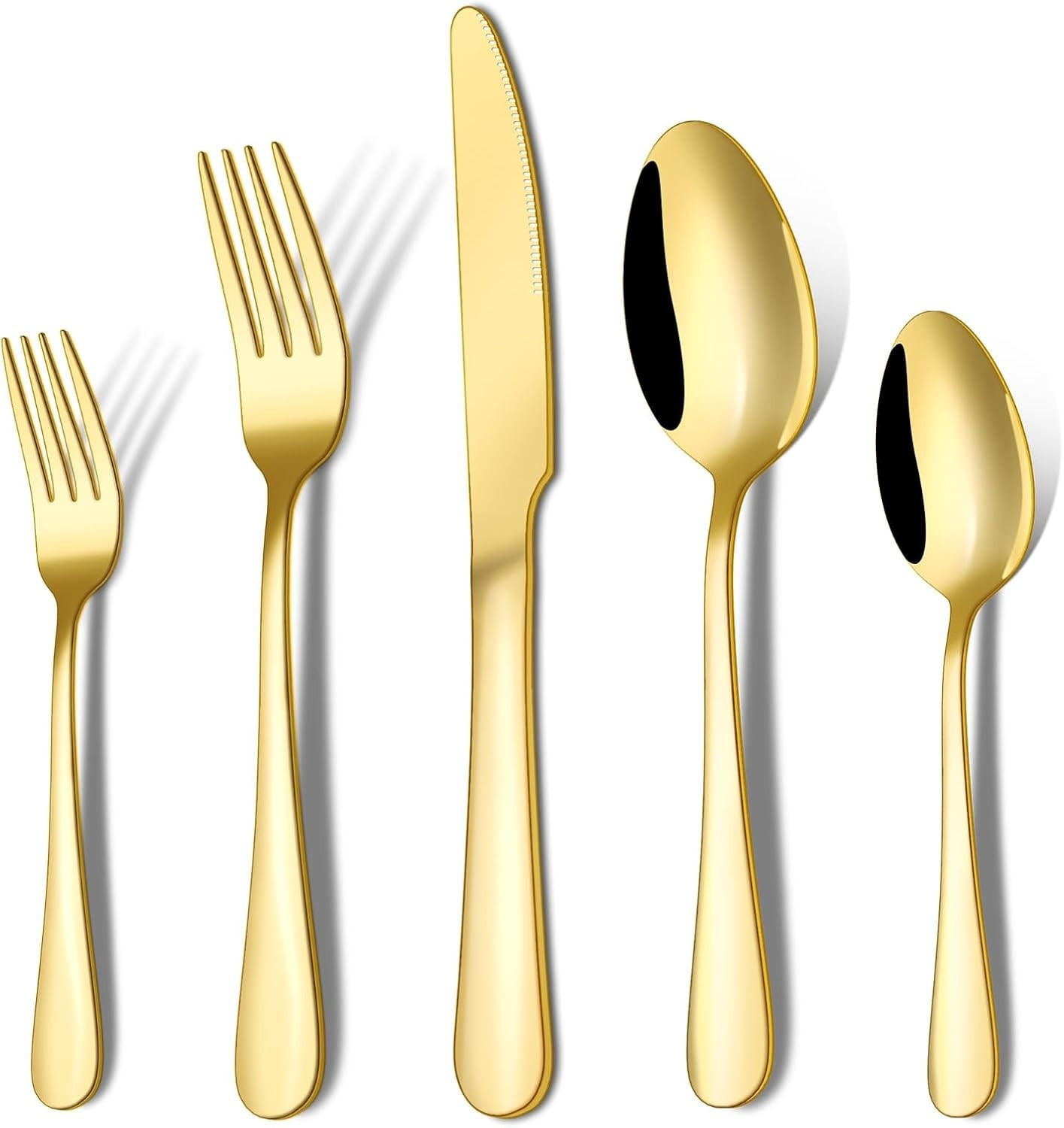 BESTECK Set 6 Teilig Edelstahl Besteckset Essbesteck für Haus Küche Restaurant - Goldfarben, Metall