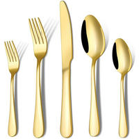 BESTECK Set 6 Teilig Edelstahl Besteckset Essbesteck für Haus Küche Restaurant - Goldfarben, Metall