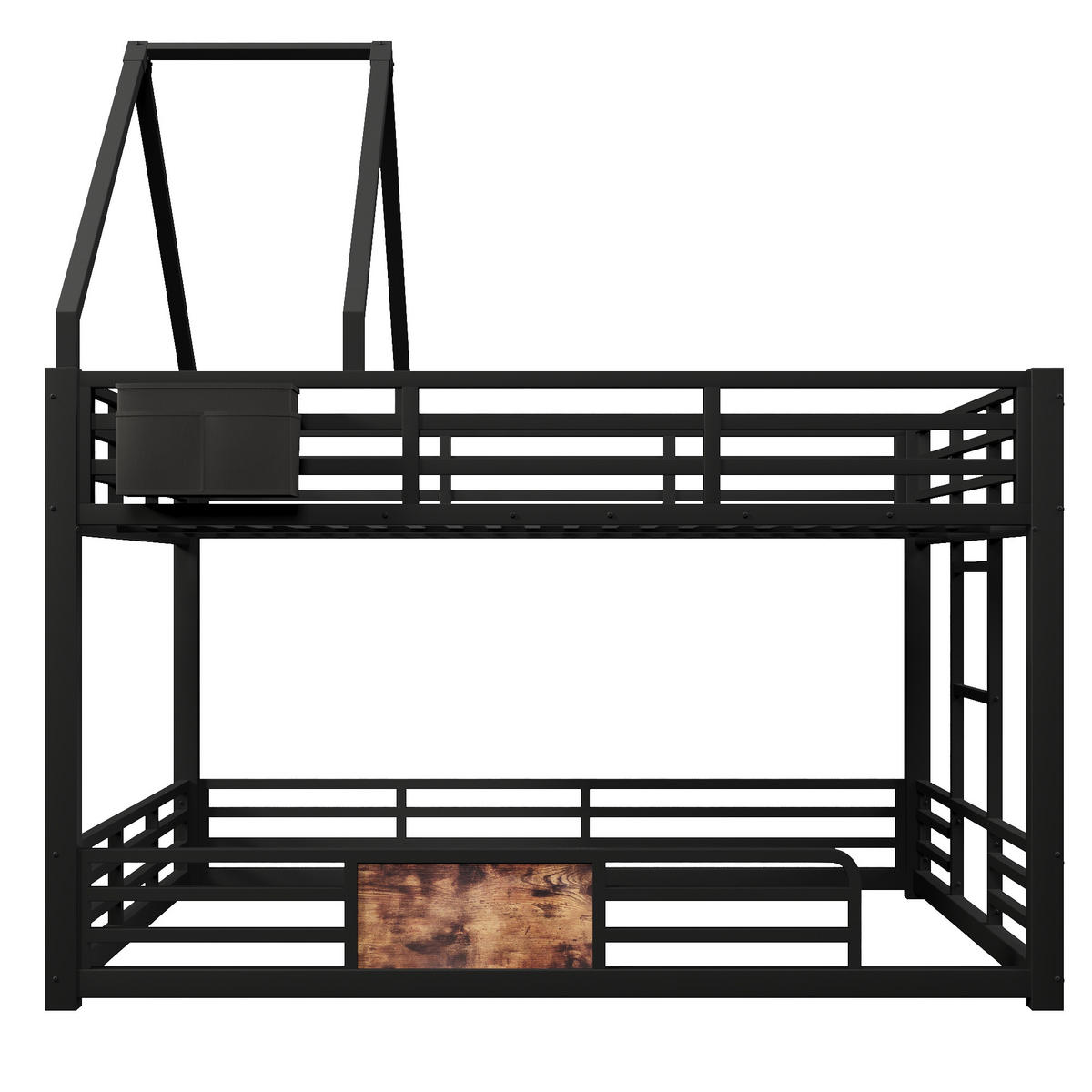 ETAGENBETT 140x200 cm mit LED-Beleuchtung, Hausbett-Design- Schwarz - Schwarz, Metall (140/200cm) - KOMHTOM