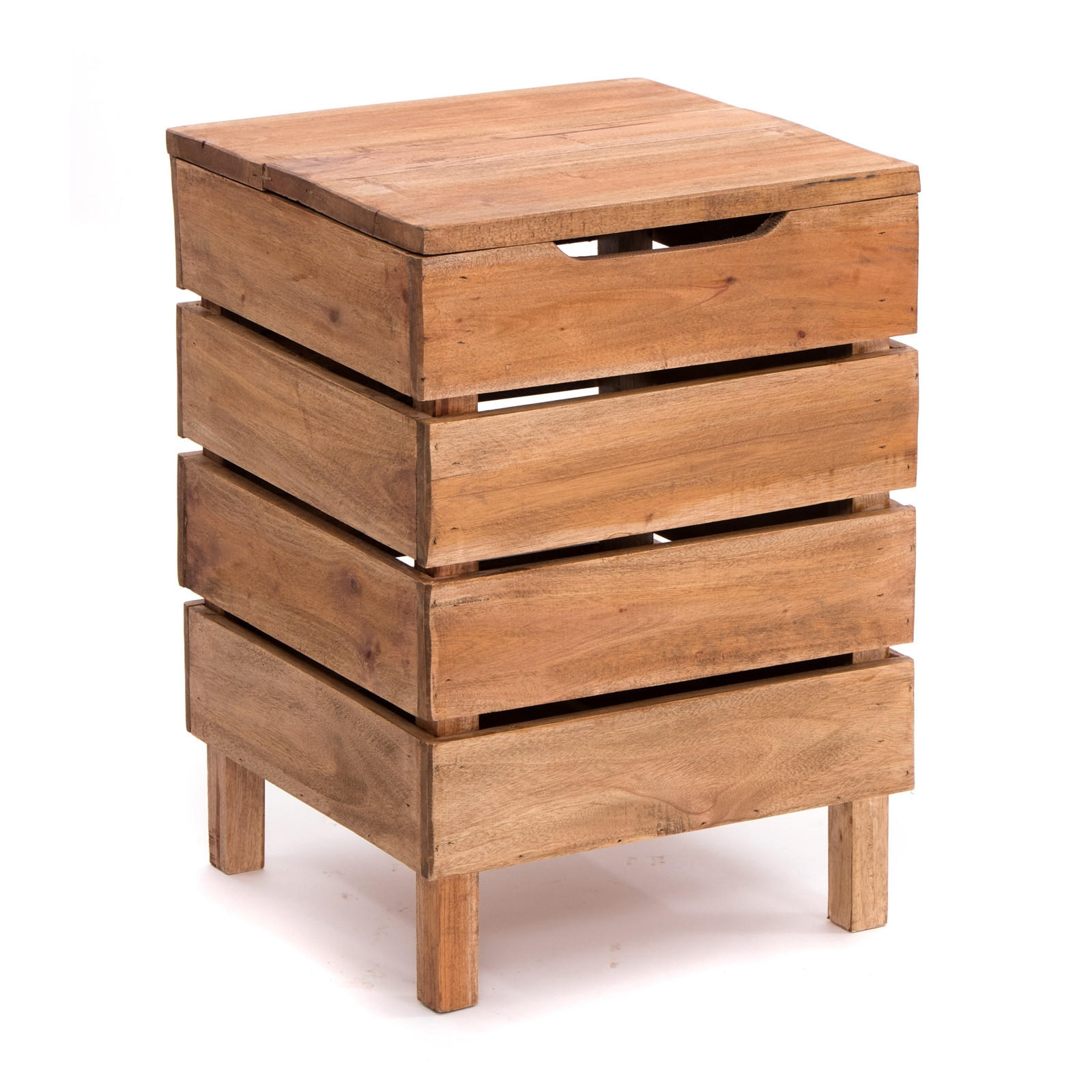 WÄSCHEKORB STORAGE 50 Massivholz, klappbarer Deckel 01 natur-vintage - Naturfarben, Holz (35/50/35cm) - DESIGN DELIGHTS