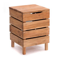 WÄSCHEKORB STORAGE 50 Massivholz, klappbarer Deckel 01 natur-vintage - Naturfarben, Holz (35/50/35cm) - DESIGN DELIGHTS