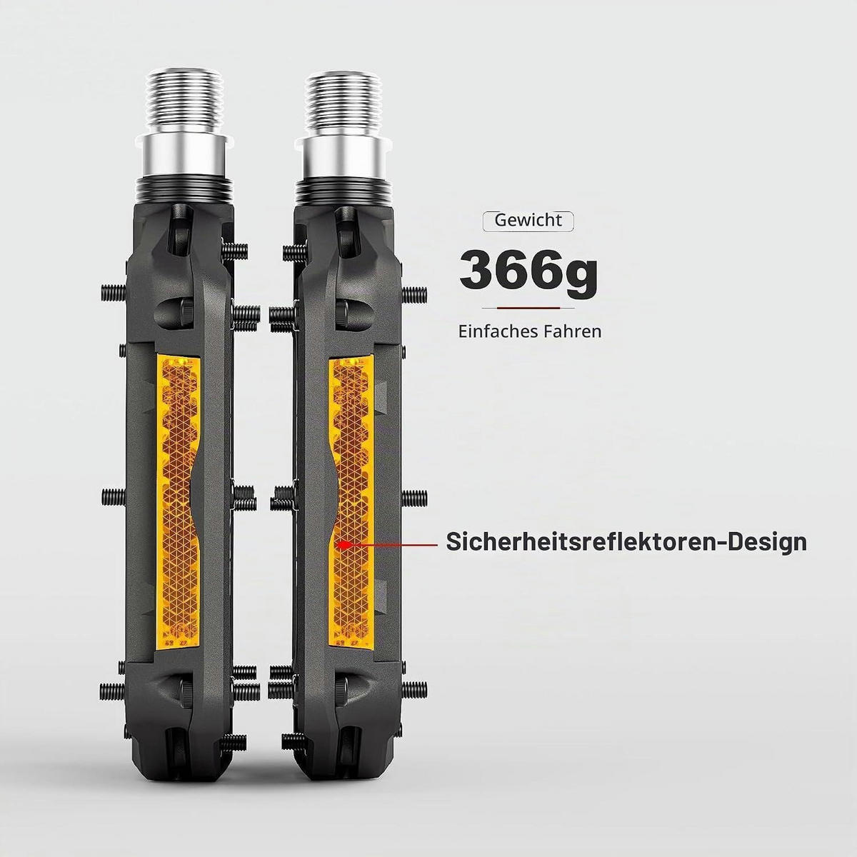 FAHRRADPEDALE Nylonfaser mit Reflektoren und rutschfestem Design - Schwarz, Kunststoff (11.3/2.6/13cm)