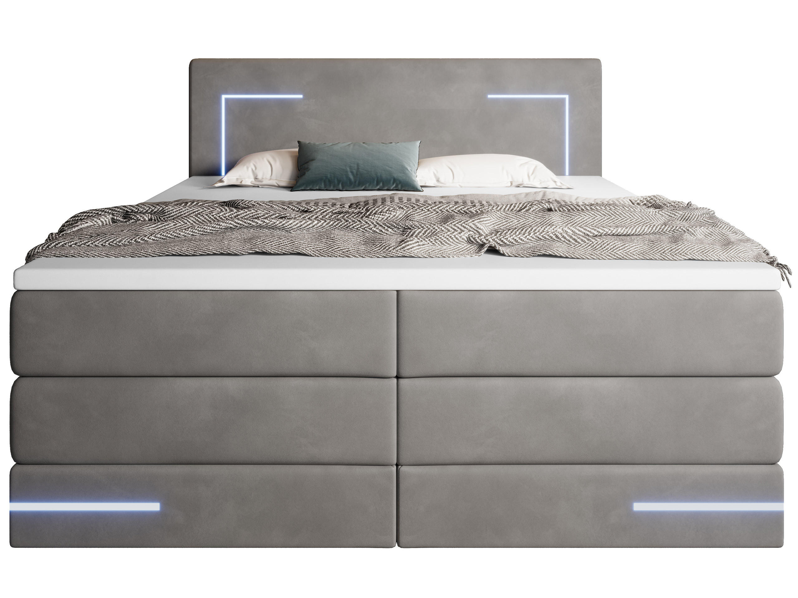 BOXSPRINGBETT Detroit anthrazit 160/200 cm H3/H4 Samt - Anthrazit, Textil (160/200cm) - wonello