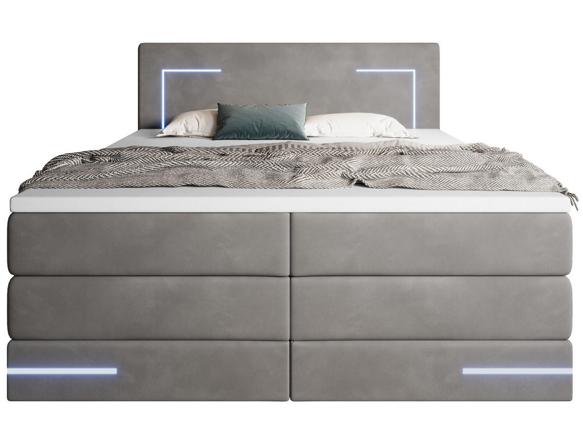 BOXSPRINGBETT Detroit anthrazit 180/200 cm H2/H3 Samt - Anthrazit, Textil (180/200cm) - wonello