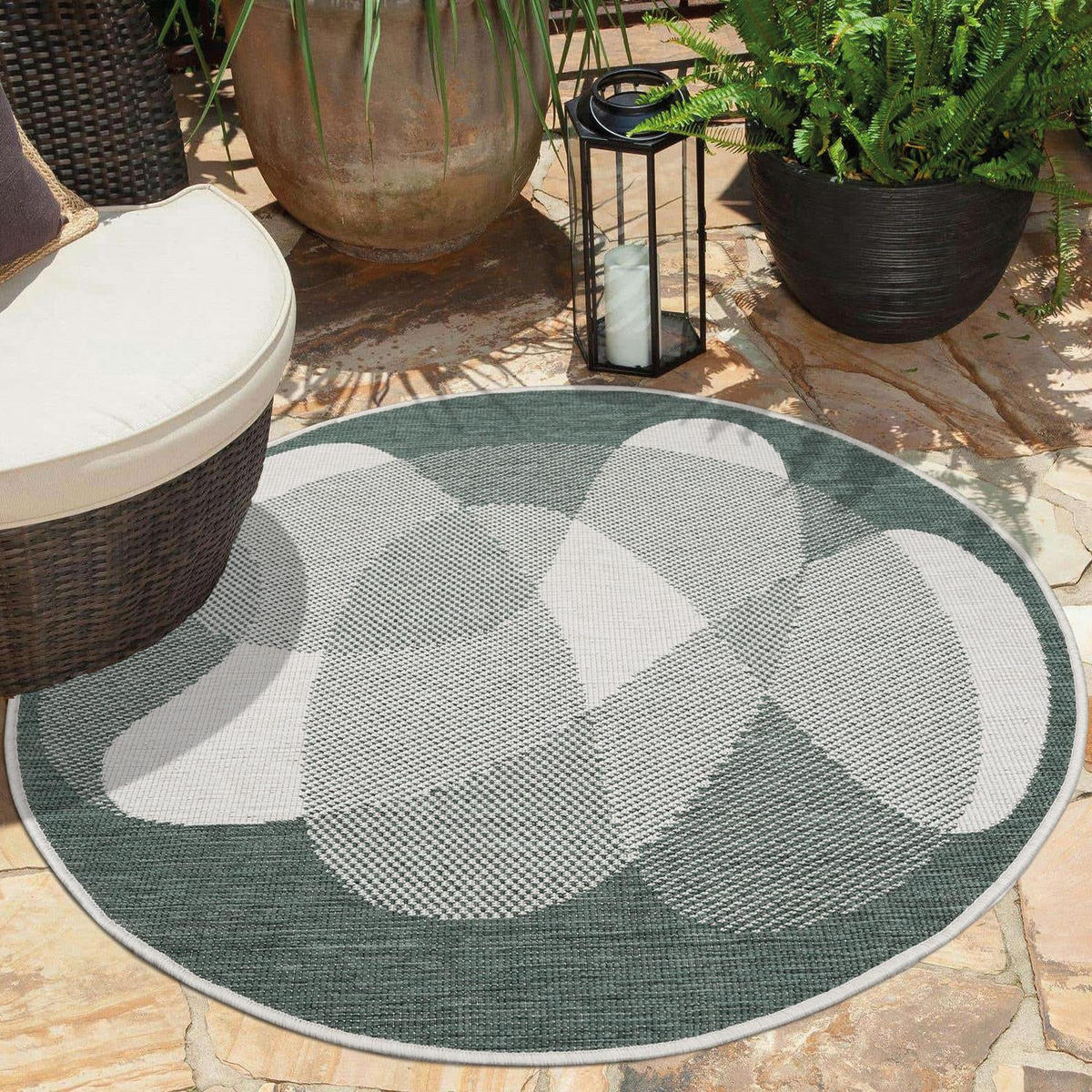 OUTDOOR-TEPPICH DuoRug 5835 Grün 160x160 cm - Grün, Textil (160/160cm) - carpet city