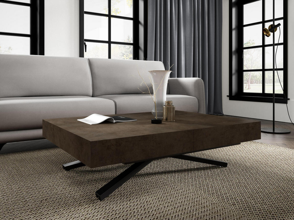 COUCHTISCH SANNA X Dunkelgrau 80x200x80 cm - Dunkelgrau, Holzwerkstoff (200/80/80cm) - FURNLUX