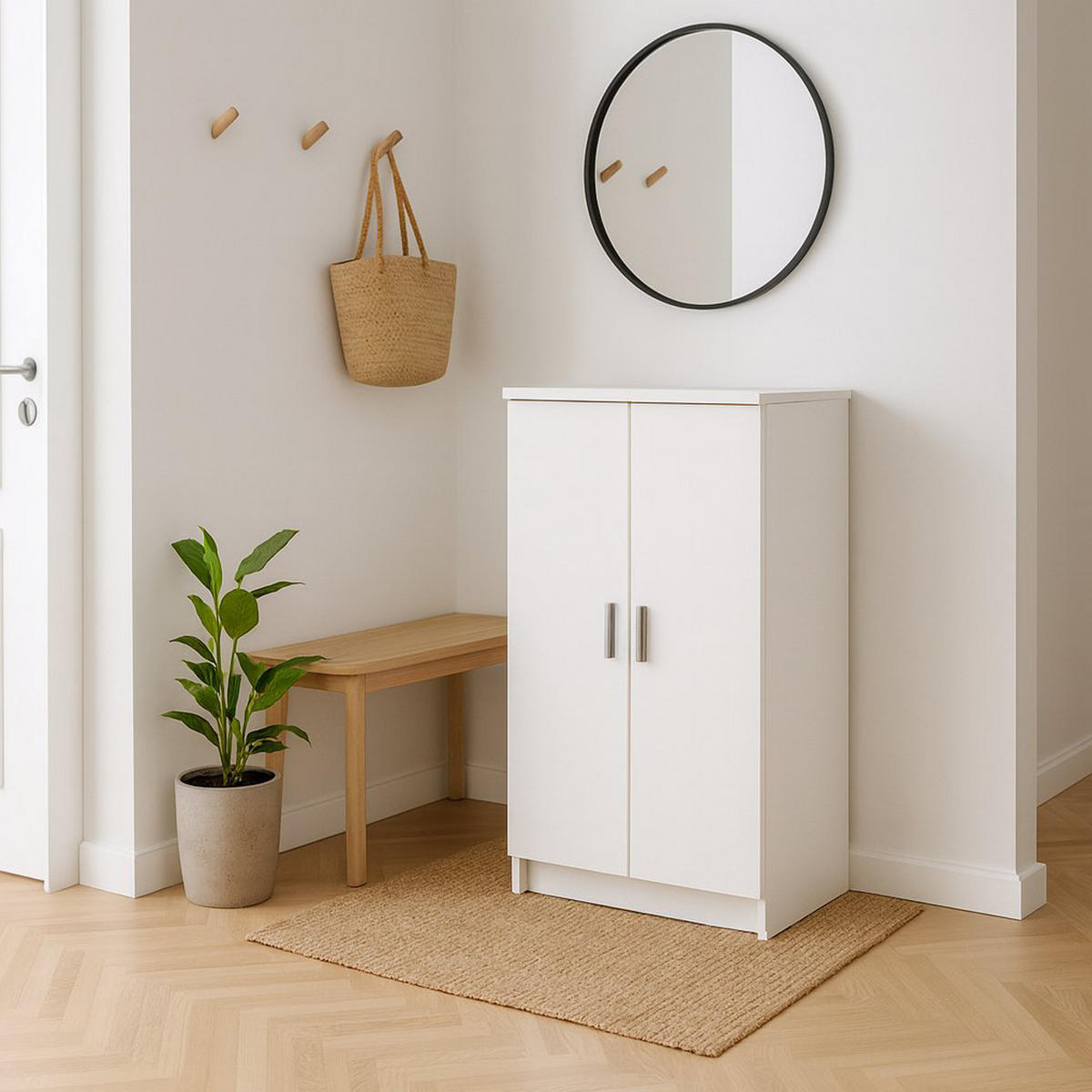 SCHUHSCHRANK Weiß 36/55/108 cm - Weiß, Holzwerkstoff (55/108/36cm) - DMORA