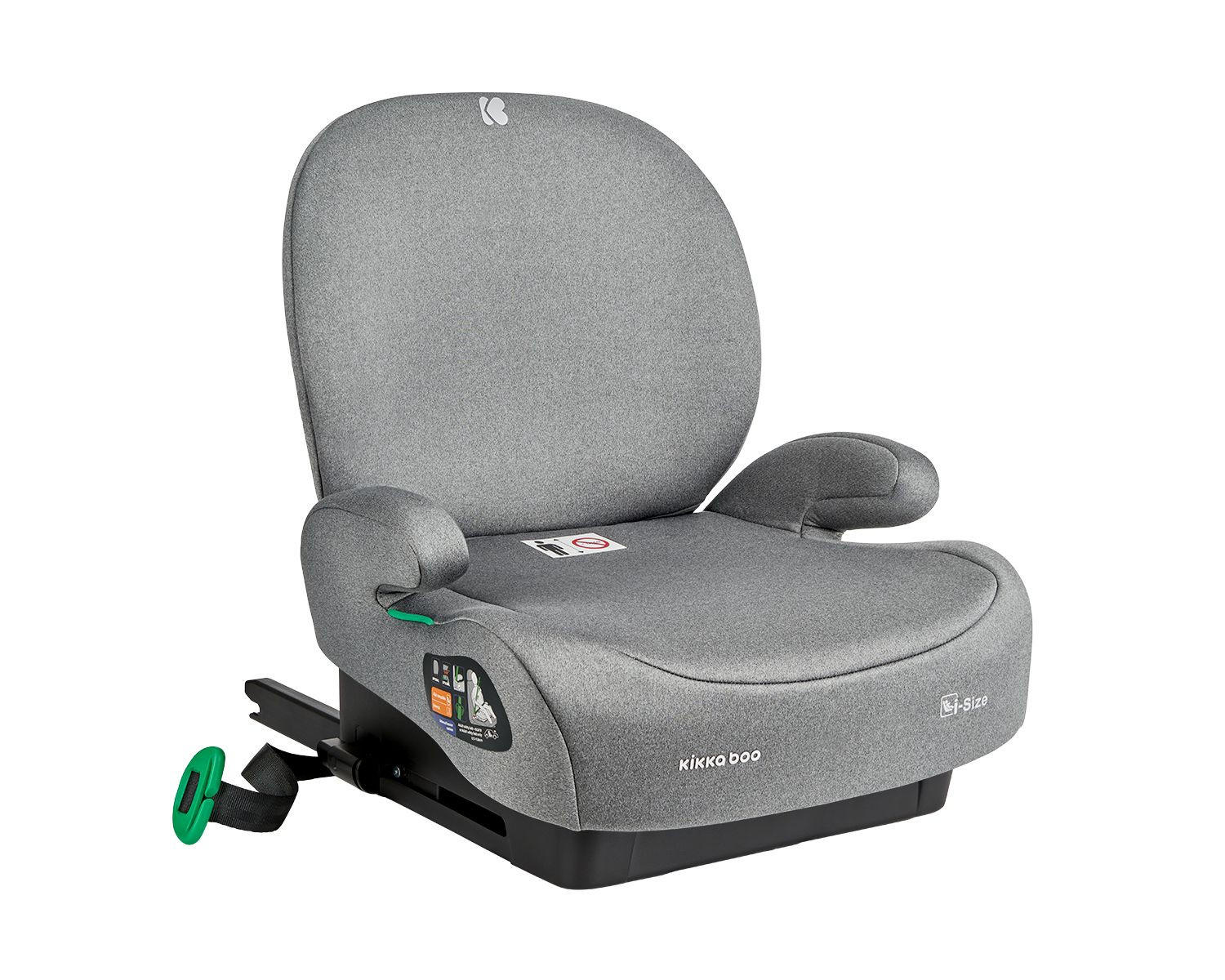 SITZERHÖHUNG i-Boost grau i-Size (125-150cm) ISOFIX Rückenlehne - Hellgrau, Kunststoff (44/36/41cm) - Kikka boo