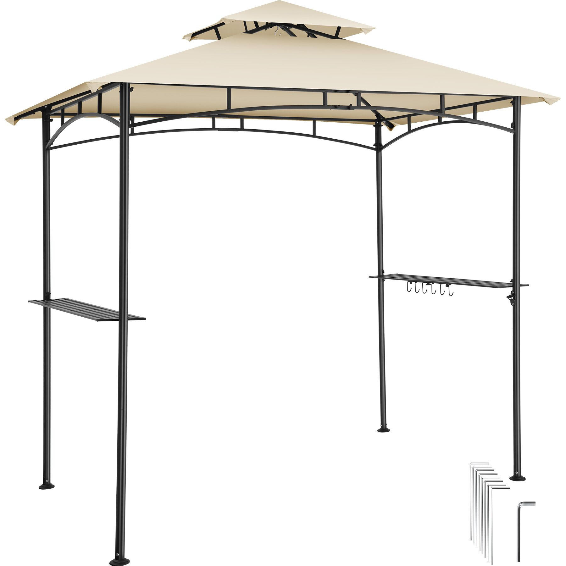 GRILLPAVILLON Maracaibo, 240 x 150 x 250 cm, Sand - Sandfarben, Kunststoff (150/250/240cm) - tectake