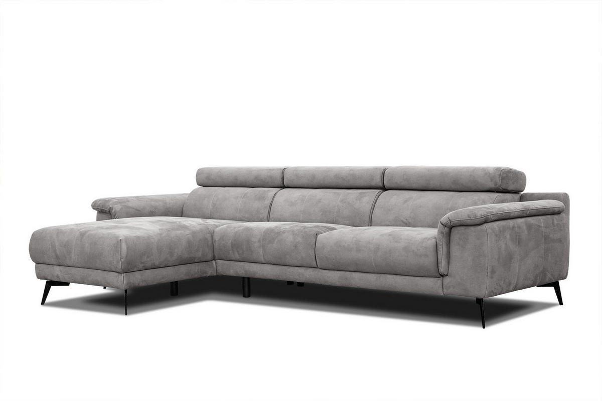 ECKSOFA FIERO 4-Sitzer, hellgrau - Hellgrau/Schwarz, Holzwerkstoff/Textil (158/269cm) - Courtois Laville
