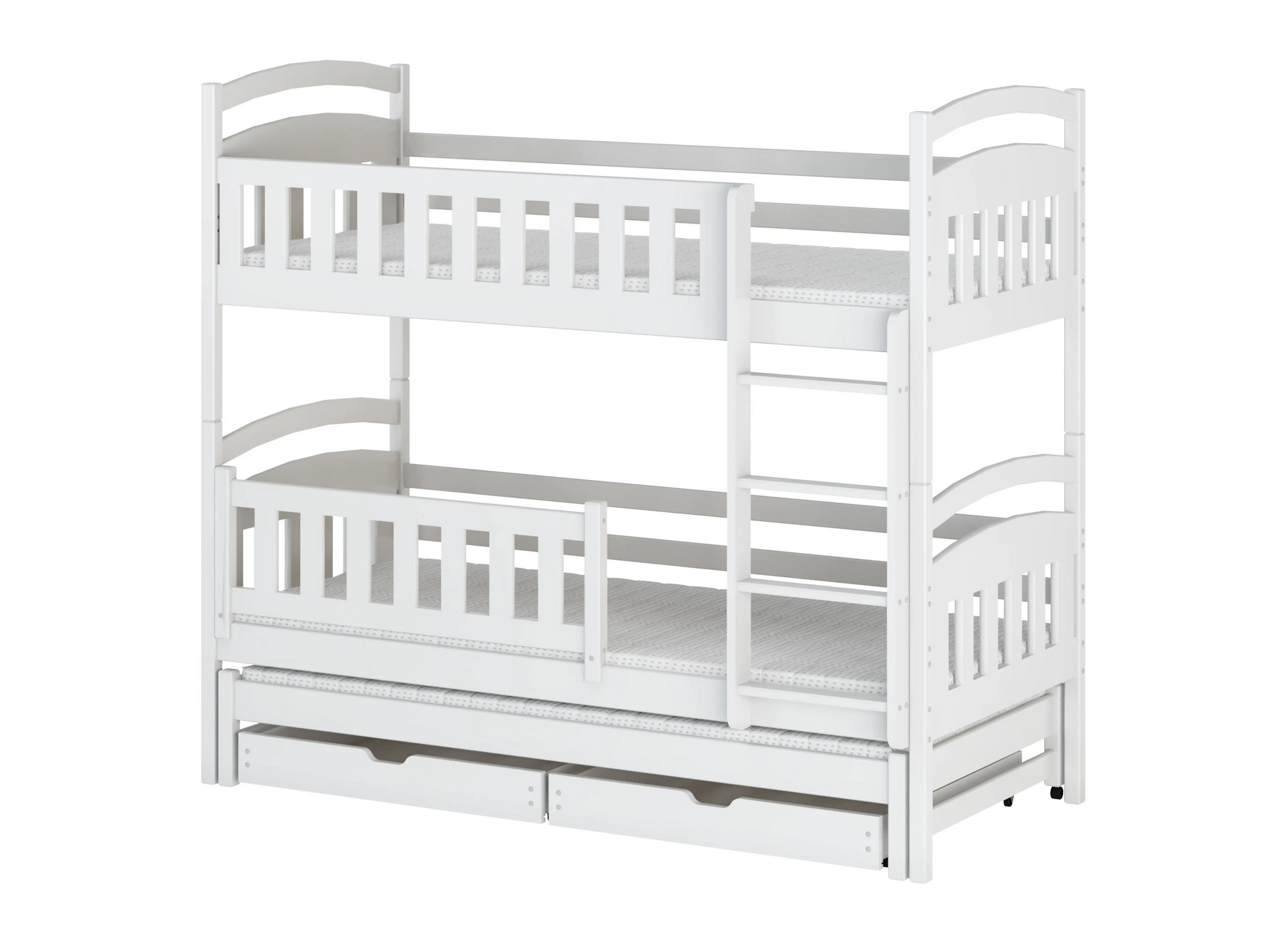 ETAGENBETT 90x200 cm mit Ausziehbett & zwei Schubladen in weiss - Weiß, Holz (90/200cm) - Kids Collective