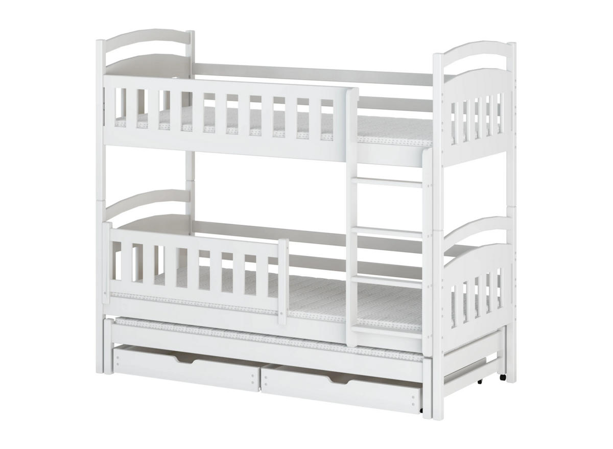 ETAGENBETT 90x200 cm mit Ausziehbett & zwei Schubladen in weiss - Weiß, Holz (90/200cm) - Kids Collective