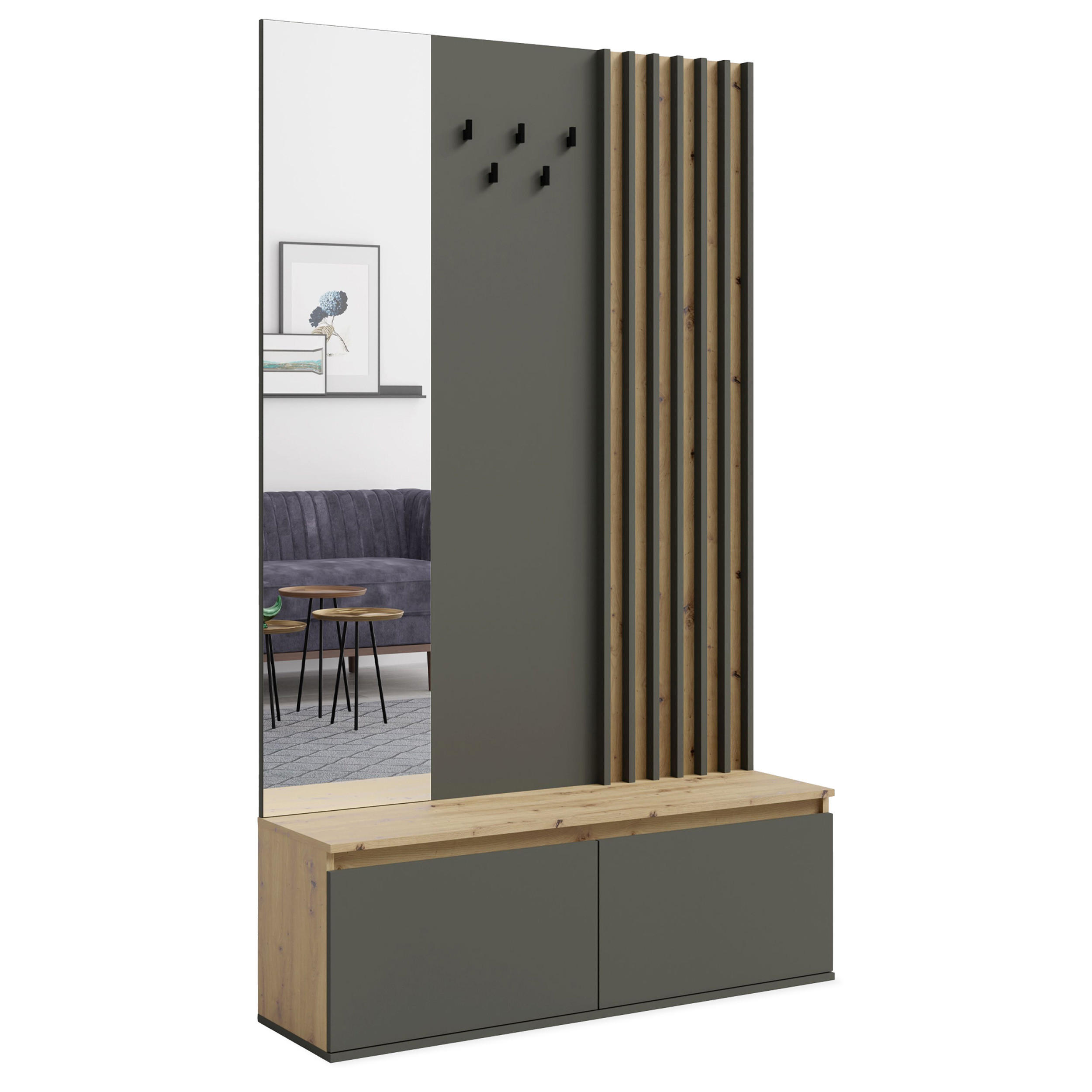 GARDEROBEN-SET CORRIDI Kleiderhaken - Eiche Artisan, Holzwerkstoff (120/202/34cm) - KONSIMO®