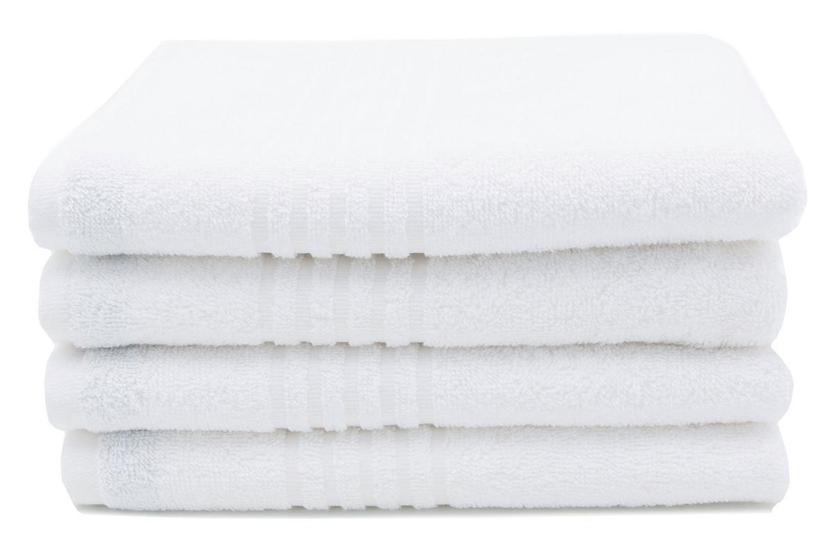 HANDTÜCHER, 4er-Set, 50x100 cm, 100% Baumwolle, Weiß - Weiß, Textil (50/100cm) - Zollner