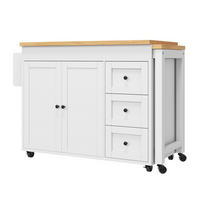 KÜCHENINSEL DE-38369 116/179 cm ausziehbar mit 3 Schubladen und Rollen Schwarz - Weiß, Holzwerkstoff (116/89/45cm) - ComfortXL