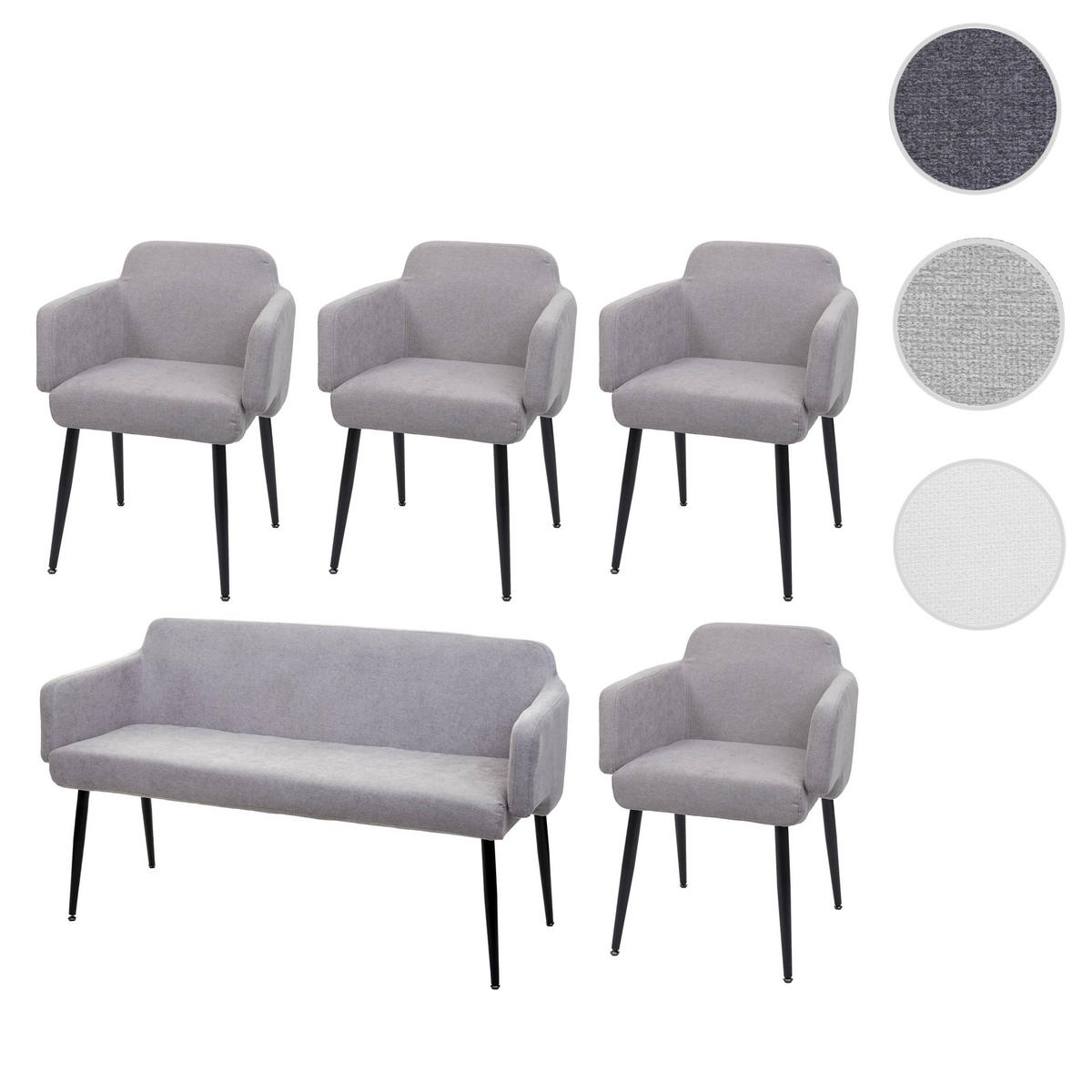 ESSZIMMER-SET Grau 5er-Set - Grau, Textil (133/77/56cm) - MCW