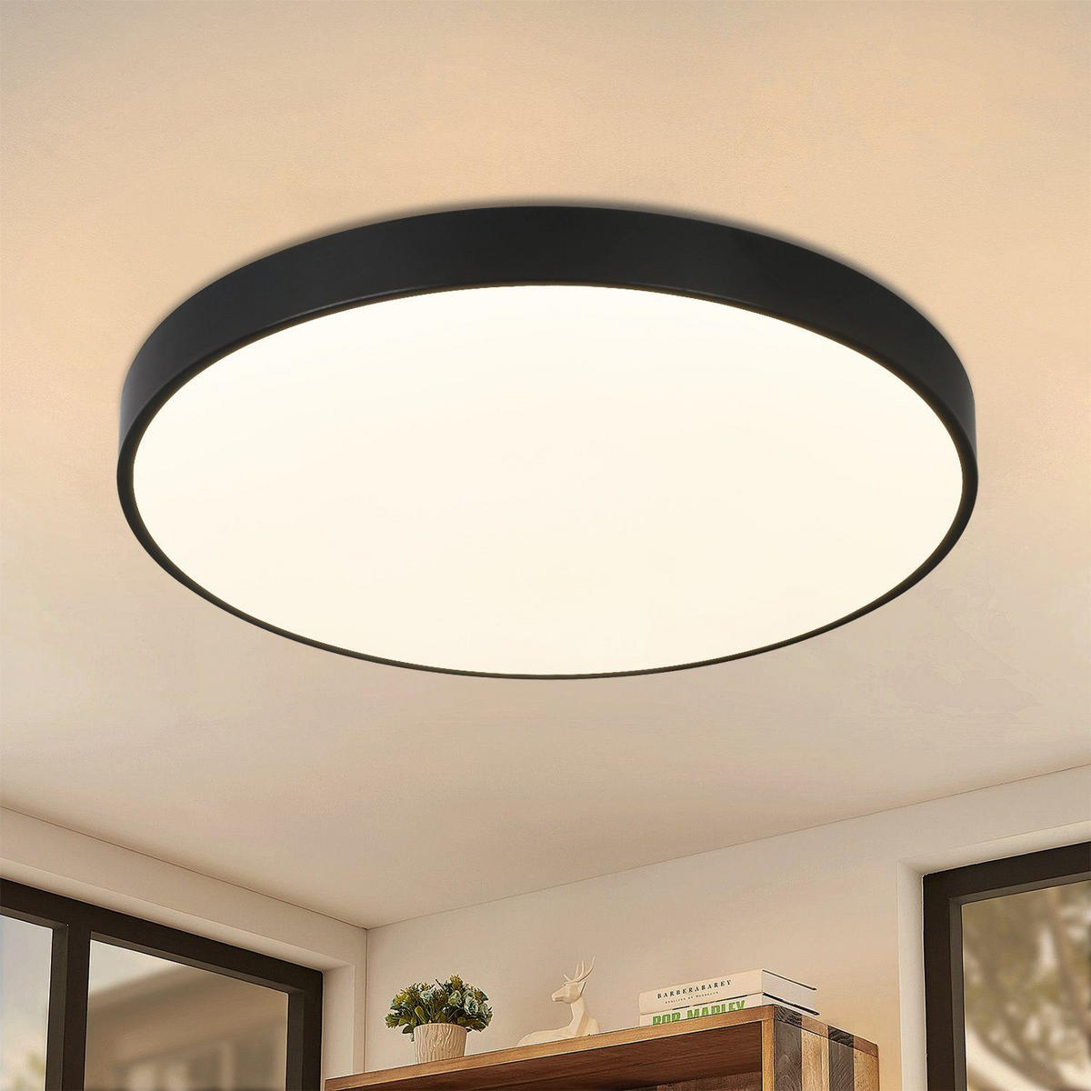 LED-DECKENLEUCHTE Albertyne 28/28/3 cm - Schwarz, Kunststoff (28/28/3cm) - Nettlife