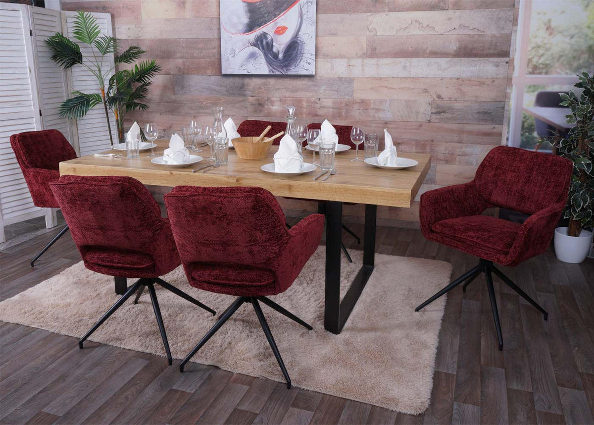 ESSZIMMERSTUHL Bordeaux 6er-Set - Bordeaux, Textil (57/86/61cm) - MCW