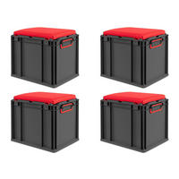 EUROBOX 4x NextGen Seat Rot, HxBxT 36,5x30x40cm, 30 Liter, Griffe geschlossen, Schwarz - Schwarz, Kunststoff (30/36.5/40cm) - PROREGAL