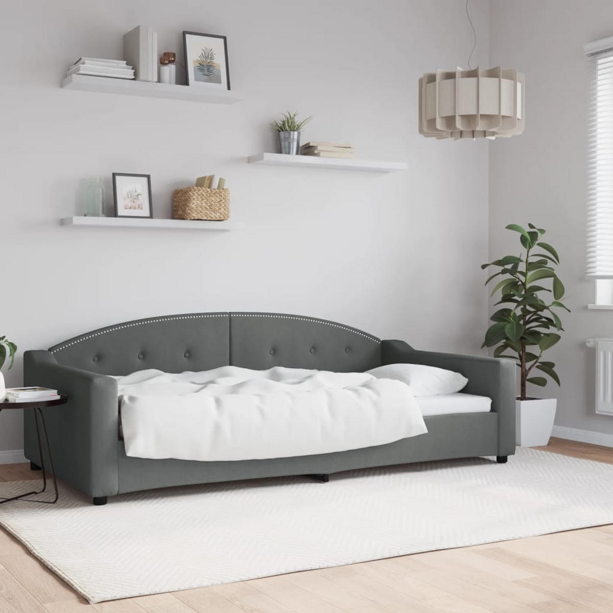 TAGESBETT Dunkelgrau 100/200 Cm Stoff - Grau, Textil (100/200cm) - vidaXL