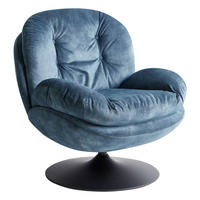 DREHSESSEL Dunkelblau Nolvik - Schwarz/Dunkelblau, Textil/Metall (82/82/85cm) - Beliani